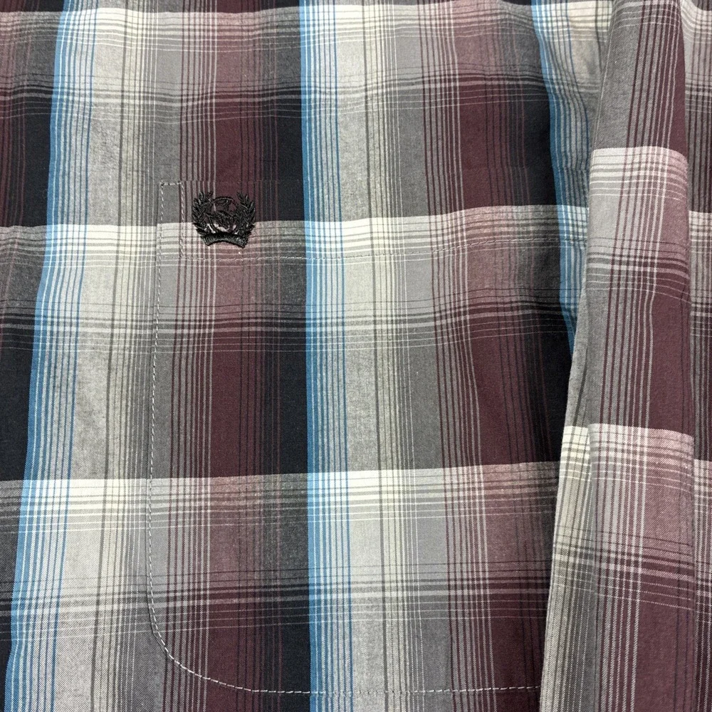 Cinch Shirt Mens Large Blue Red Plaid Button Down Long Sleeve Western Casual - Picture 4 of 10